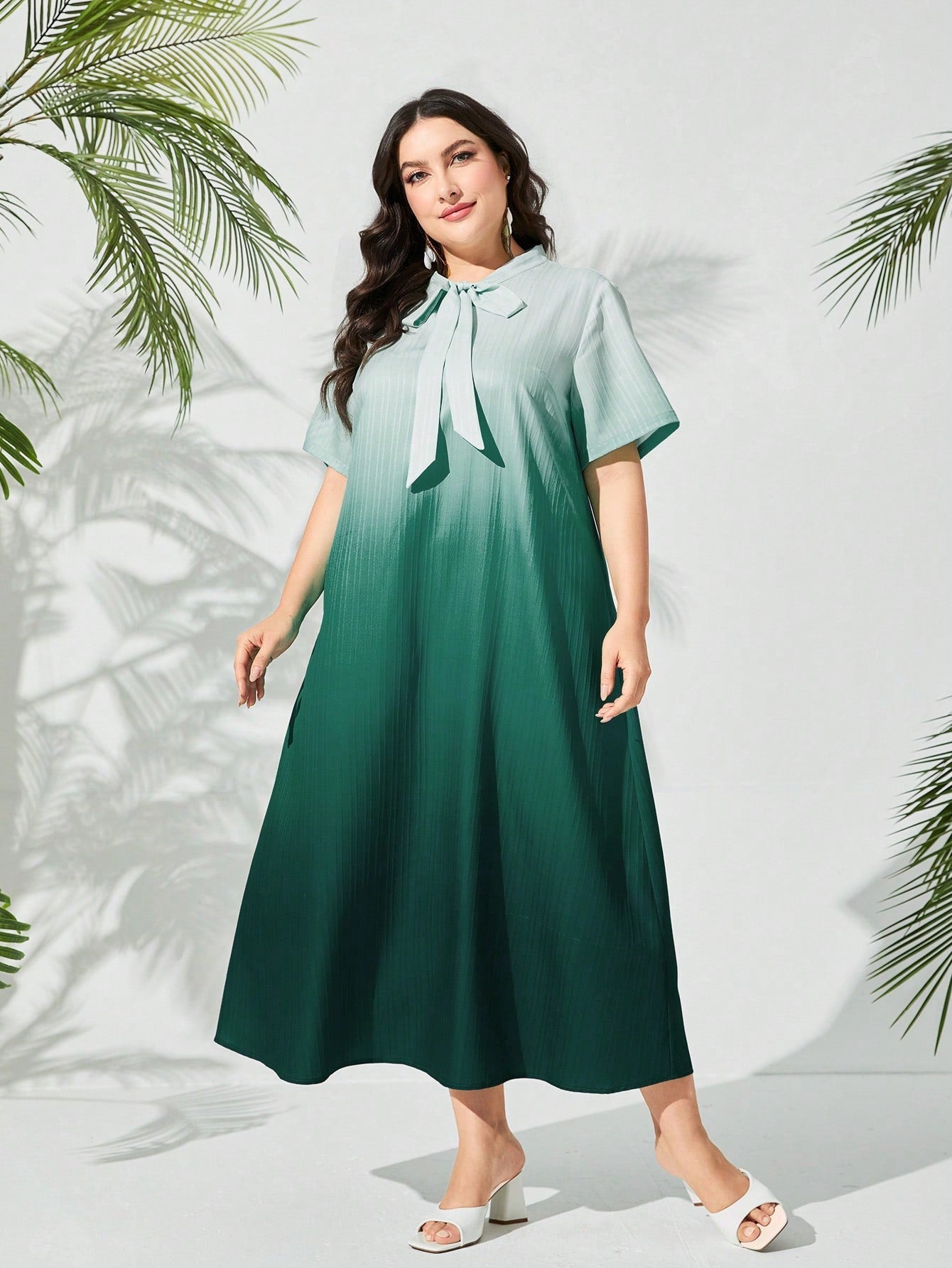 SHEIN Mulvari plus Ombre Tie Neck Dress