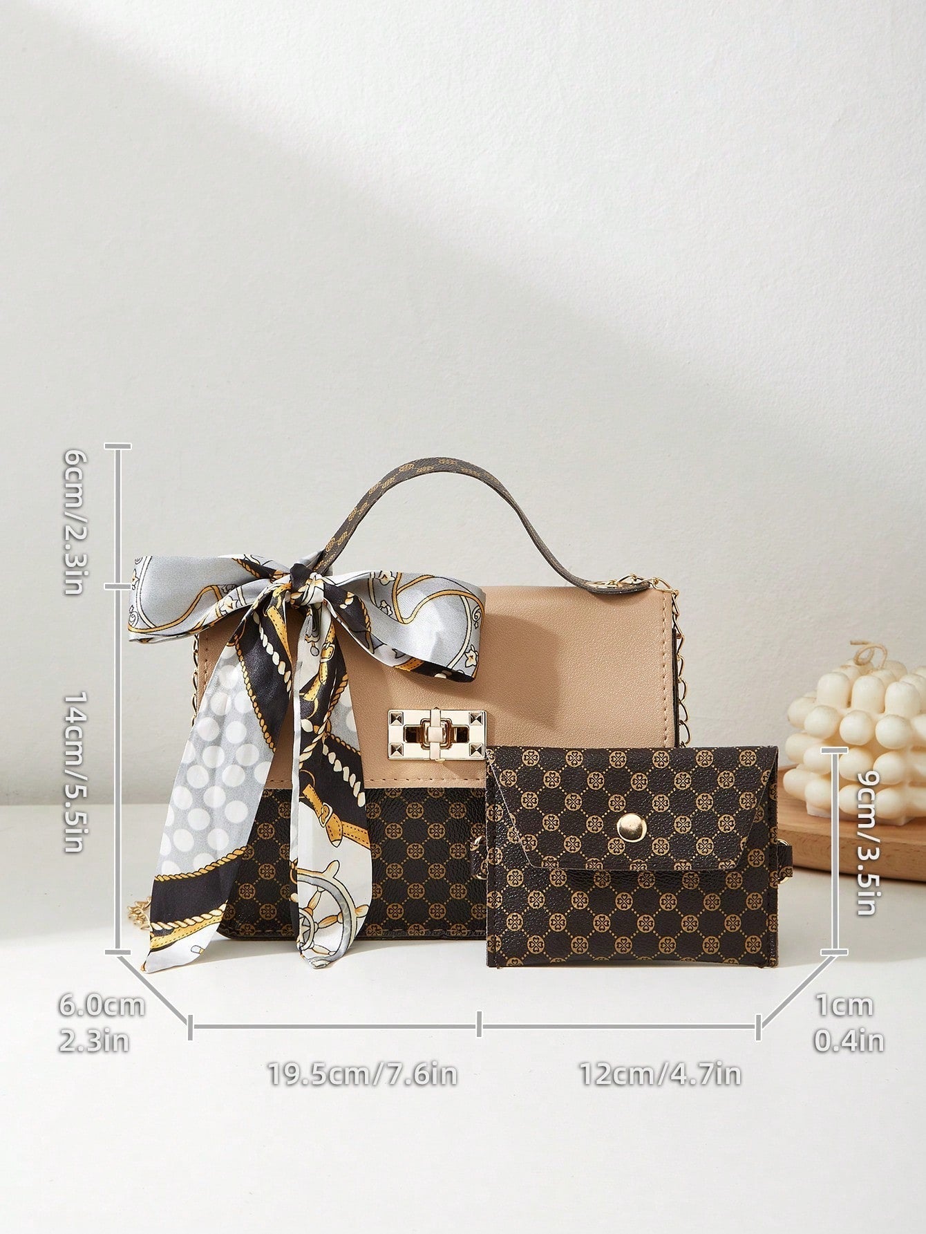 Bags Shoulder Crossbody Bag Chain Bag Women'S Combination Bag Two-Piece Set Silk Scarf Handbag Coin Purse