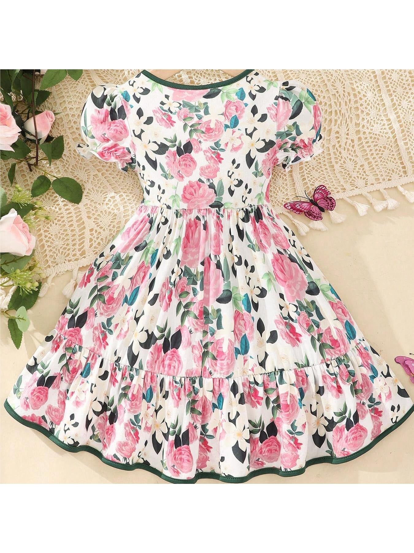 Young Girl'S New Summer Dress with Chic Floral Prints for a Princess-Like Look