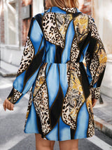 SHEIN Privé plus Size Leopard Pattern Button-Down Long Sleeve Dress