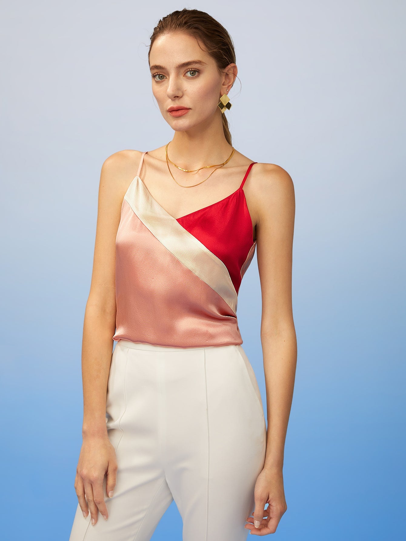 MOTF PREMIUM PURE SILK COLORBLOCK CAMI TOP