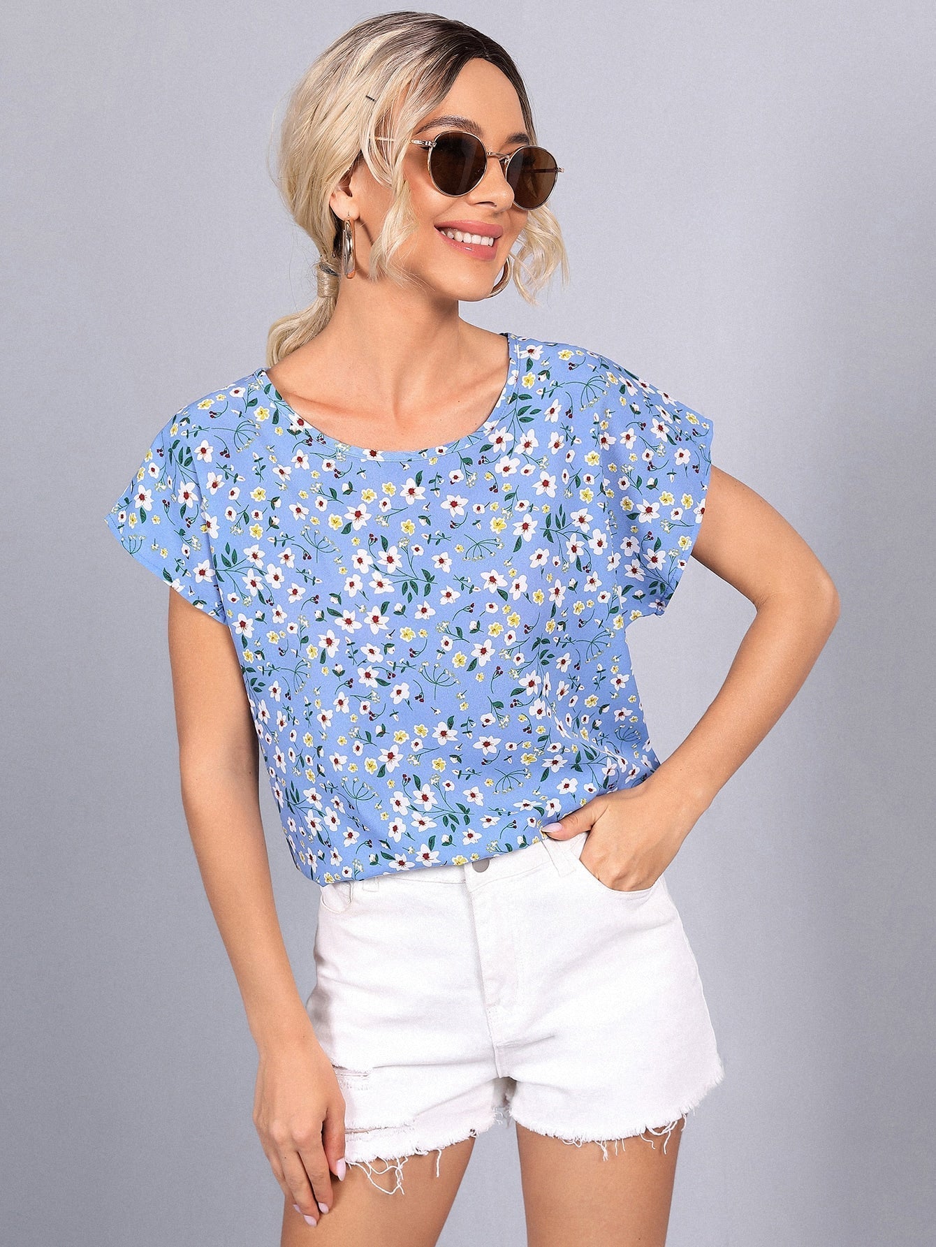 SHEIN LUNE Floral Print Top