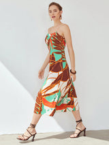 MOTF PREMIUM LINEN VISCOSE CHAIN STRAP DRESS
