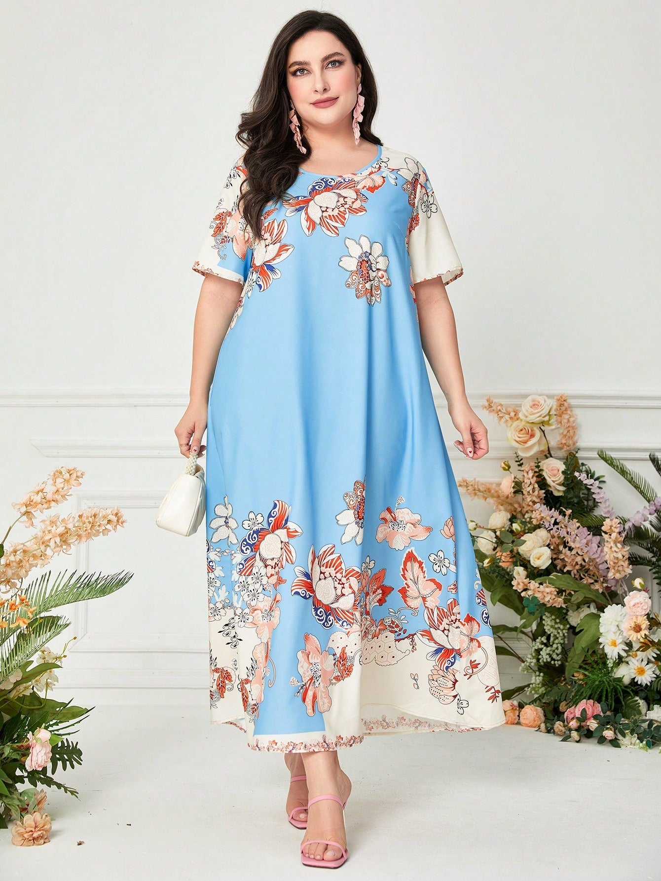 SHEIN Najma plus Floral Print Tunic Dress