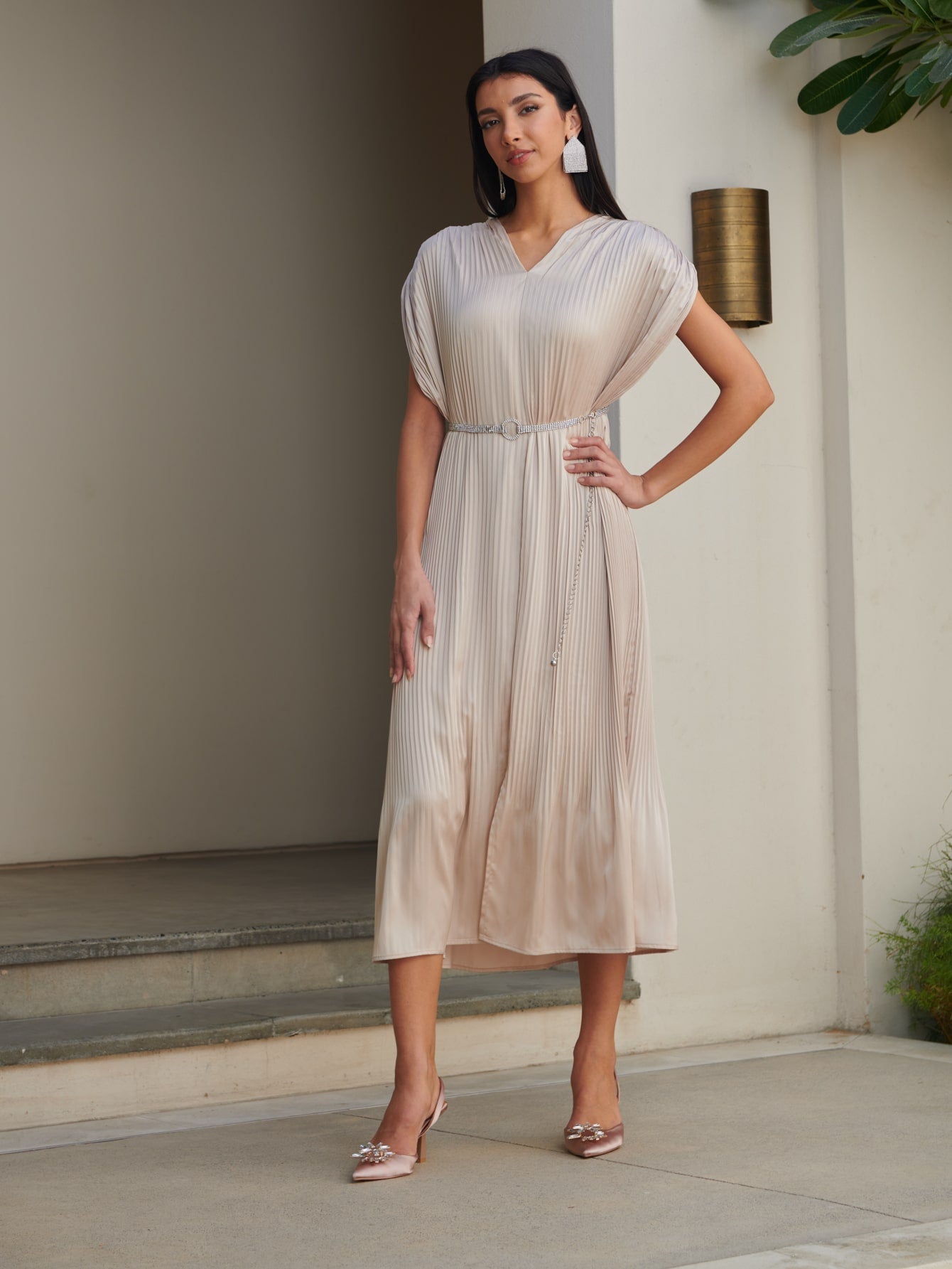 MOTF PREMIUM VISCOSE BATWING SLEEVE DRESS