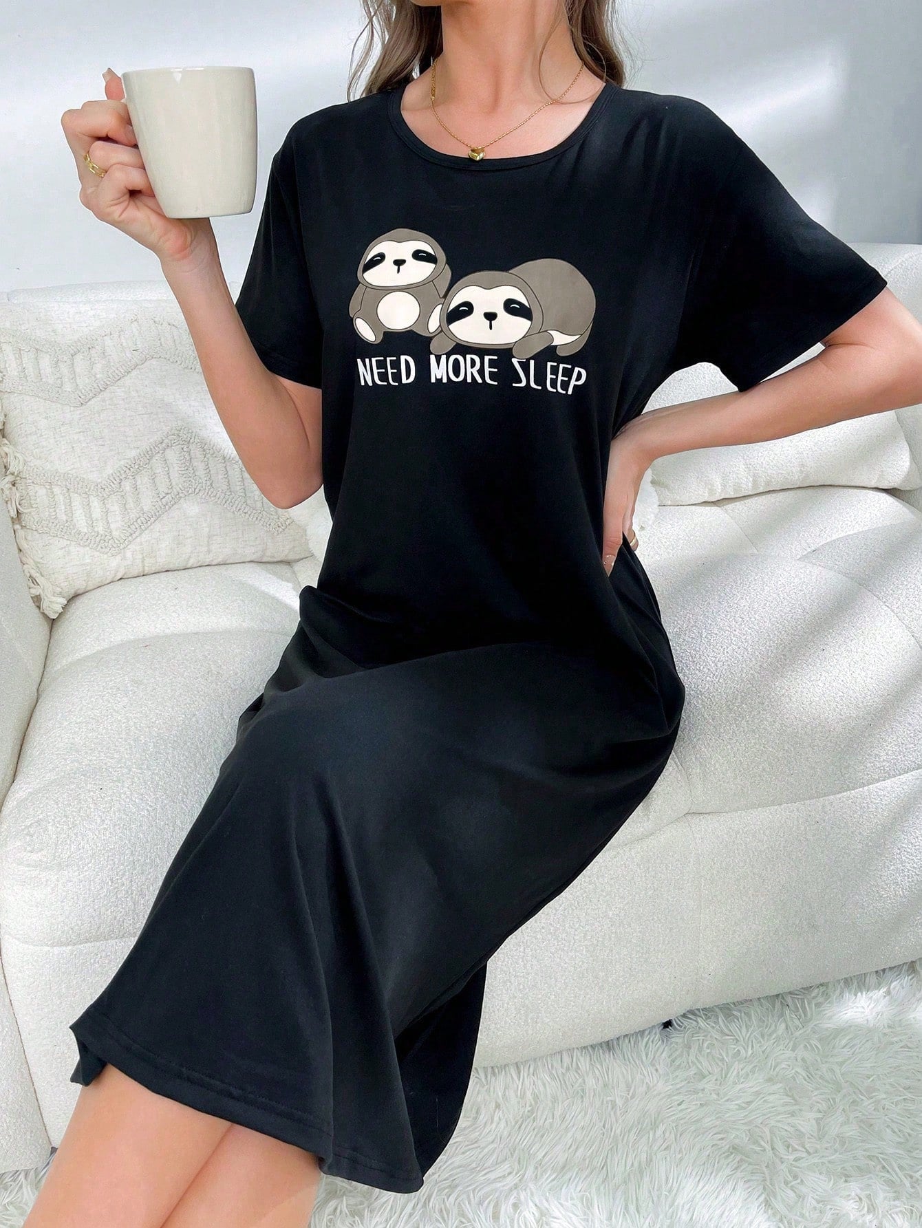 Slogan & Cartoon Graphic Nightdress