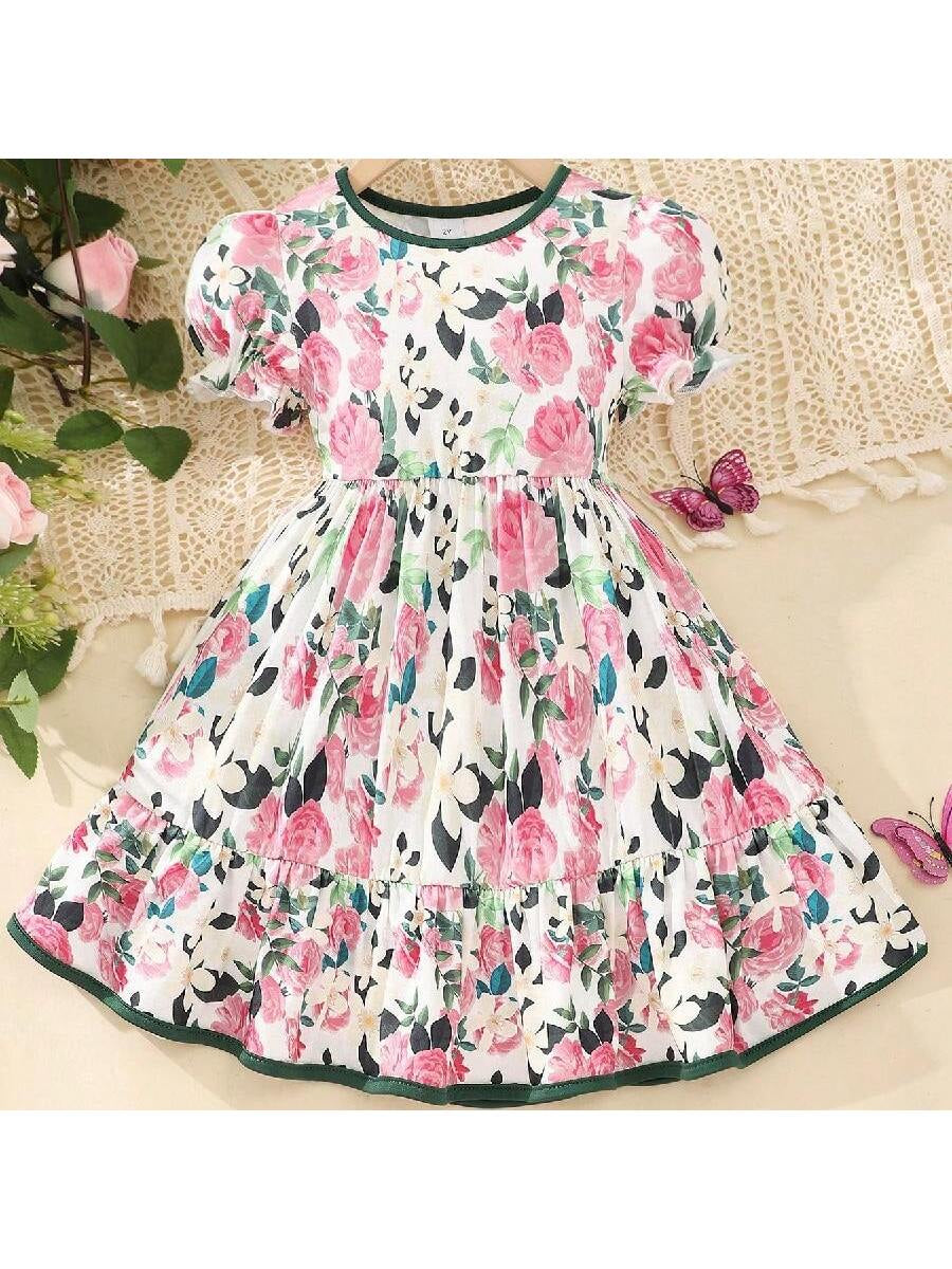 Young Girl'S New Summer Dress with Chic Floral Prints for a Princess-Like Look