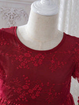 SHEIN Kids CHARMNG Young Girl Bow Front Lace Overlay Dress