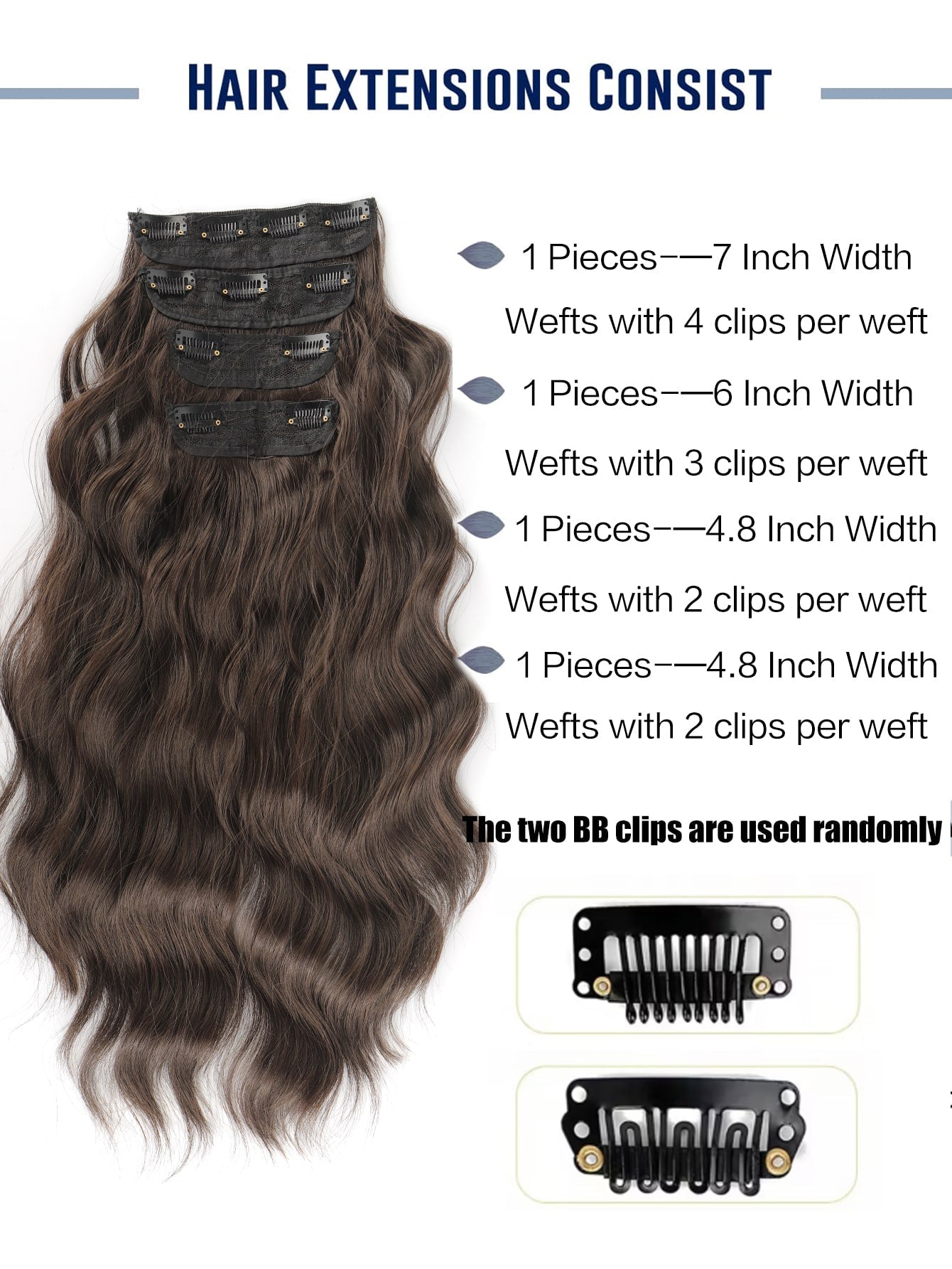 4Pcs Clip in Water Ripple Synthetic Hair Extension