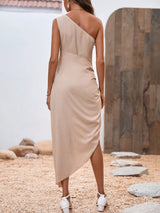 One Shoulder Knot Side Dress