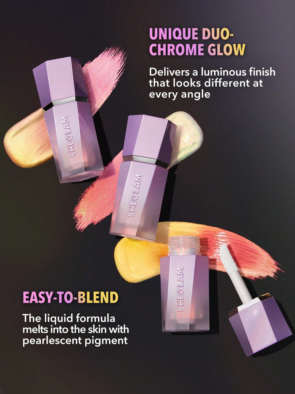 SHEGLAM Chroma-Glow Bloom Liquid Highlighter-Solar Flare Color Changing Gel Cream Multichrome Highlighter High-Shine Finish Long Wear Brightening Non-Caking Glow Highlighter Makeup Black Friday Winter Trending Y2K Gifts Highlighter