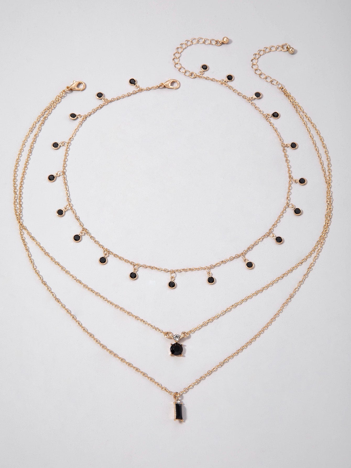 2Pcs/Set Alloy Rhinestone Tassel Chain Necklace, Multi-Layered Geometric Pendant Necklace for Women'S Party Gift (Handmade Chain with Uneven Number of Rhinestones Due to Different Sizes)