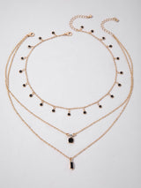 2Pcs/Set Alloy Rhinestone Tassel Chain Necklace, Multi-Layered Geometric Pendant Necklace for Women'S Party Gift (Handmade Chain with Uneven Number of Rhinestones Due to Different Sizes)