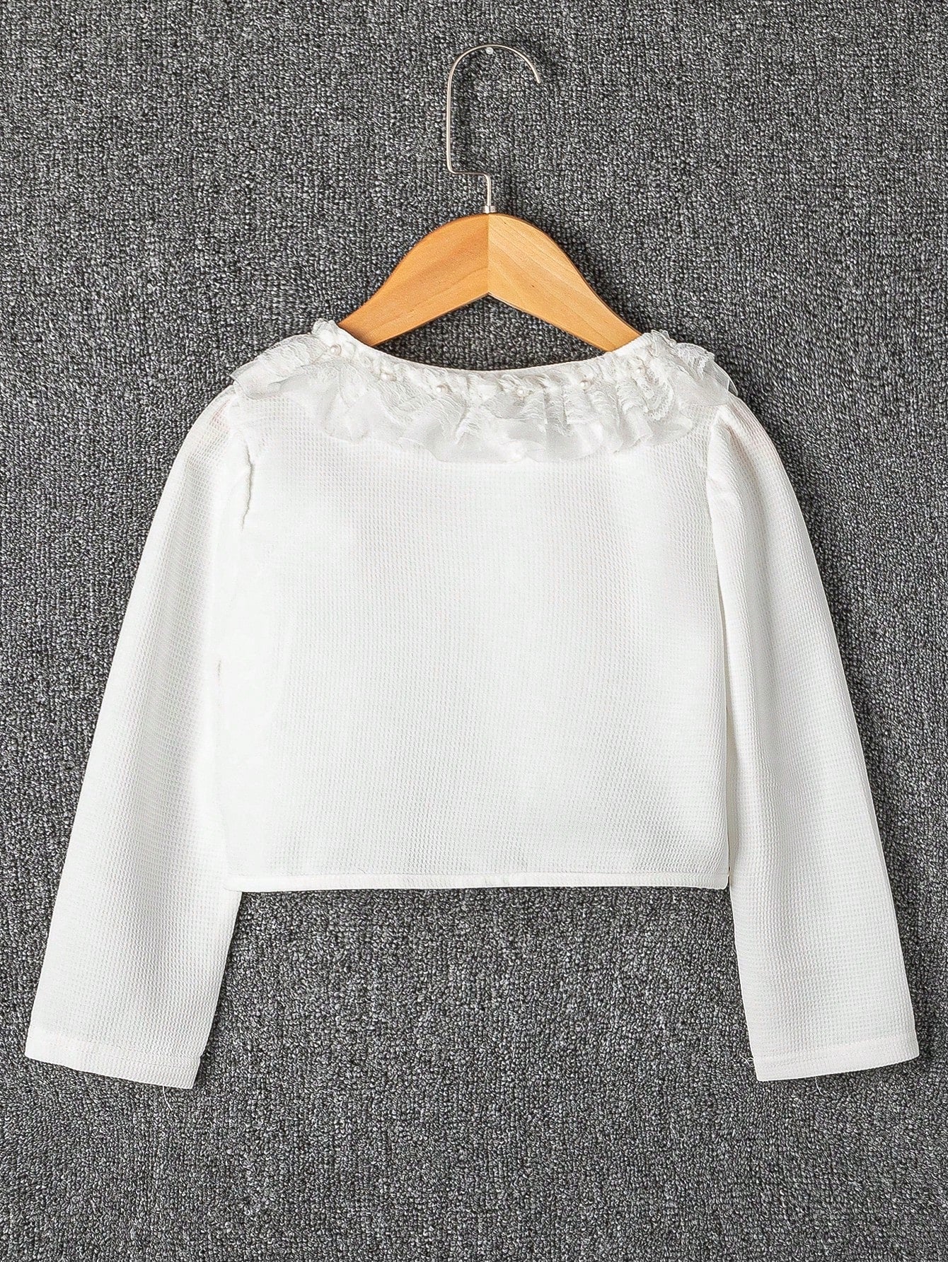 SHEIN Kids EVRYDAY Little Girls' Frill Trim Long Sleeve Jacket