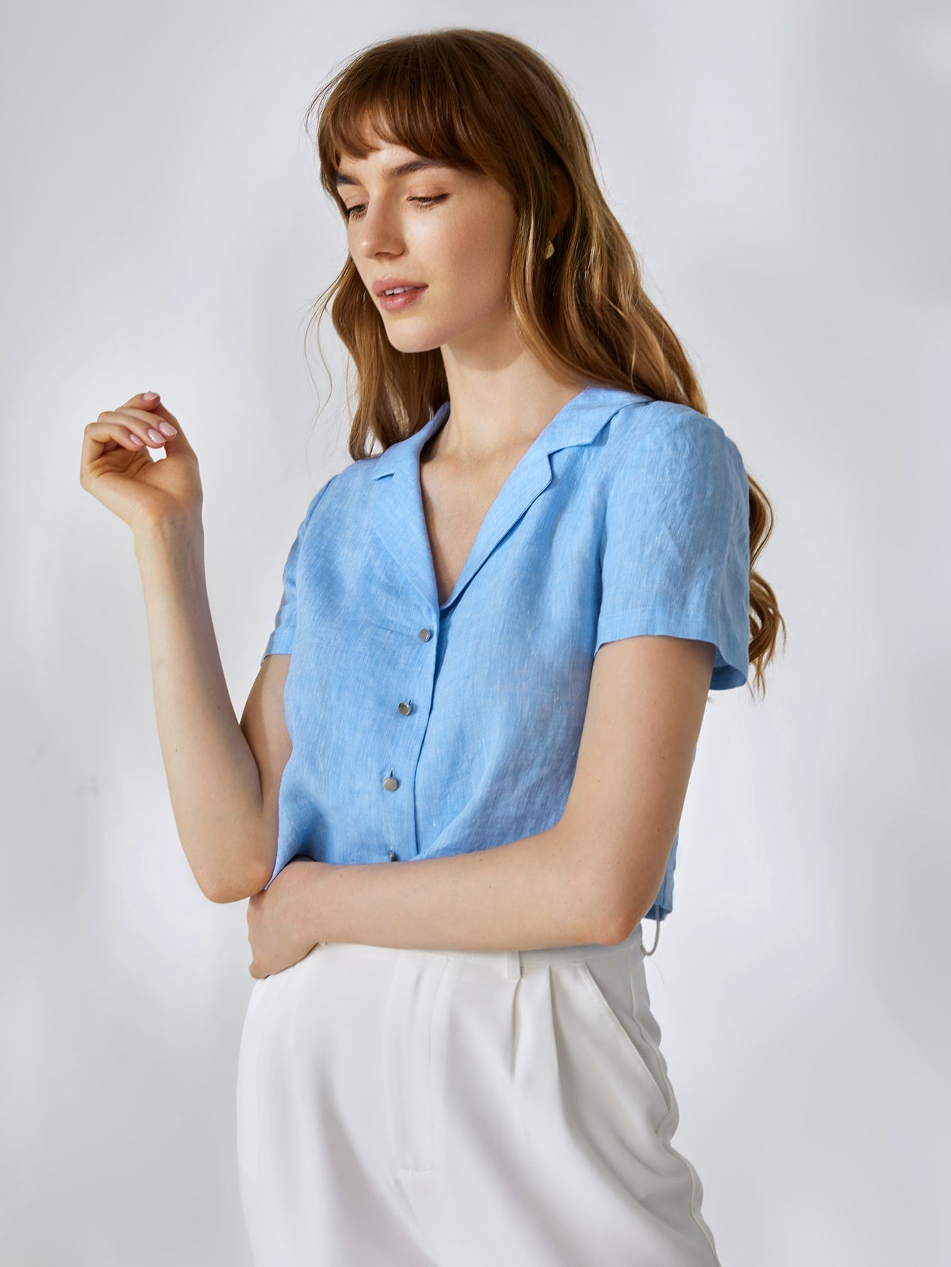 MOTF PREMIUM 100% LINEN CROPPED BLOUSE