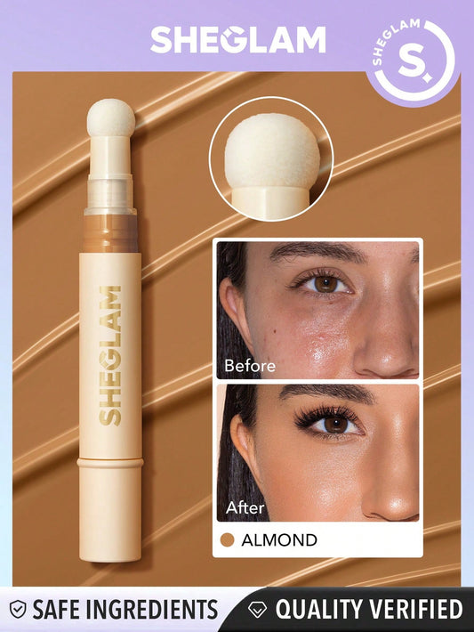 SHEGLAM Complexion Boost Concealer-Almond Sponge-Head Applicator Matte Liquid Concealer Long Lasting Brightening Color Corrector Weightless All-Day Long Lasting Hydrating Concealer Black Friday Winter Concealer