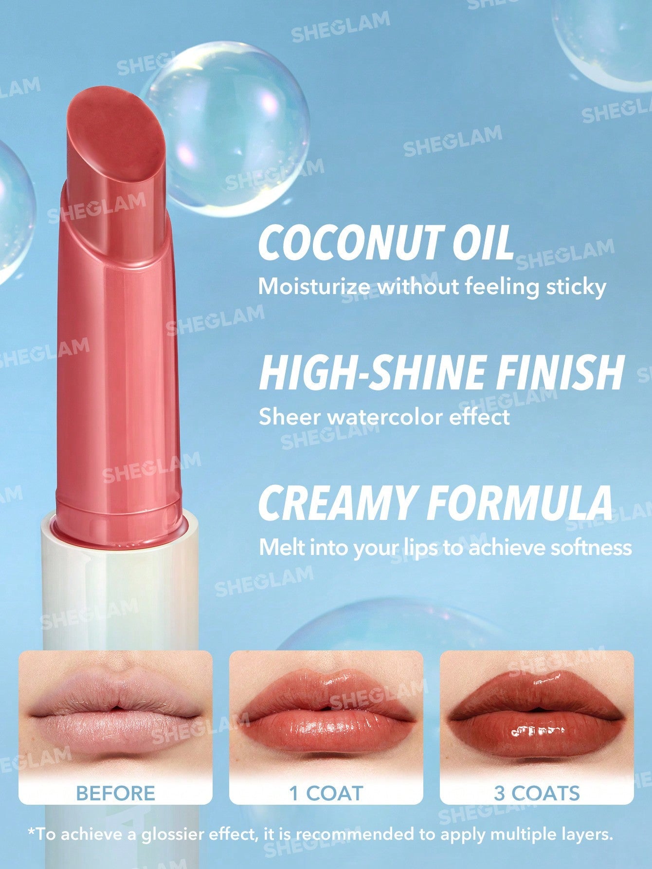 SHEGLAM Pout-Perfect Shine Lip Plumper-Peachy Keen Moisturizing Plumping Solid Lip Gloss Non-Stick Nourishing Lip Plumping Serum Coconut Oil Lipstick Lip Cosmetics Brown Summer Lip Plumper