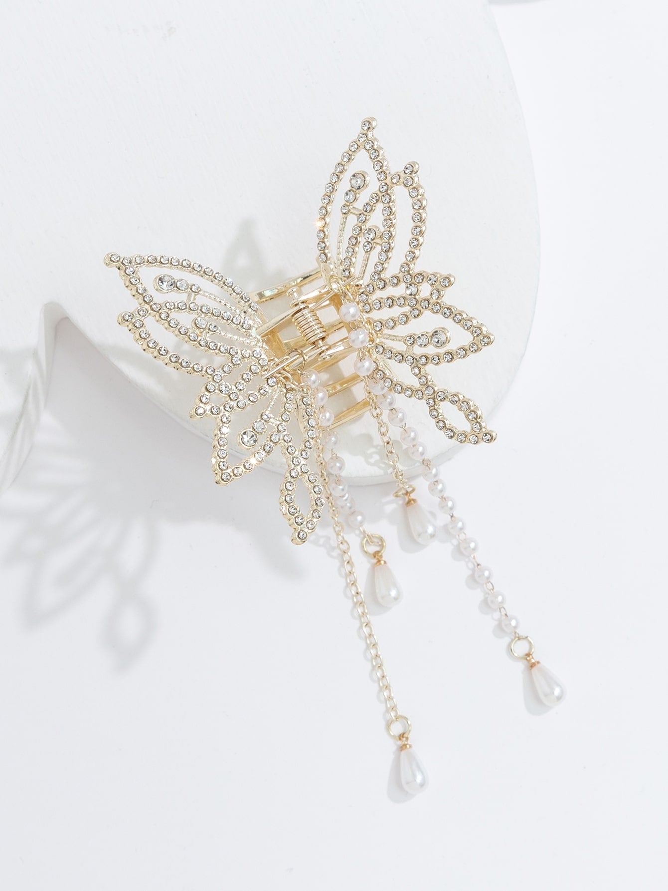 1Pc Rhinestone Decor Butterfly Design Hair Claw