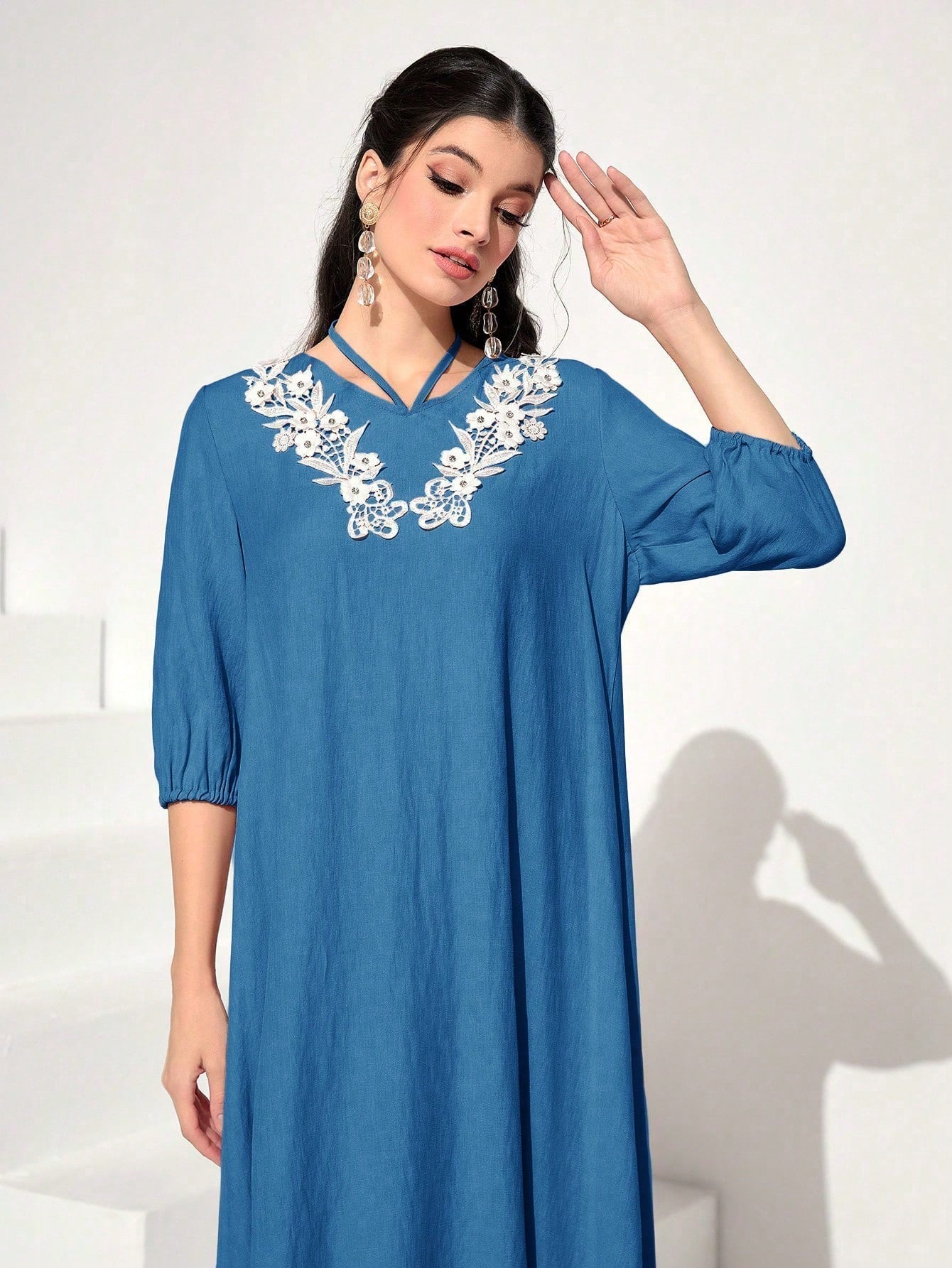SHEIN Najma Floral Appliques Dress