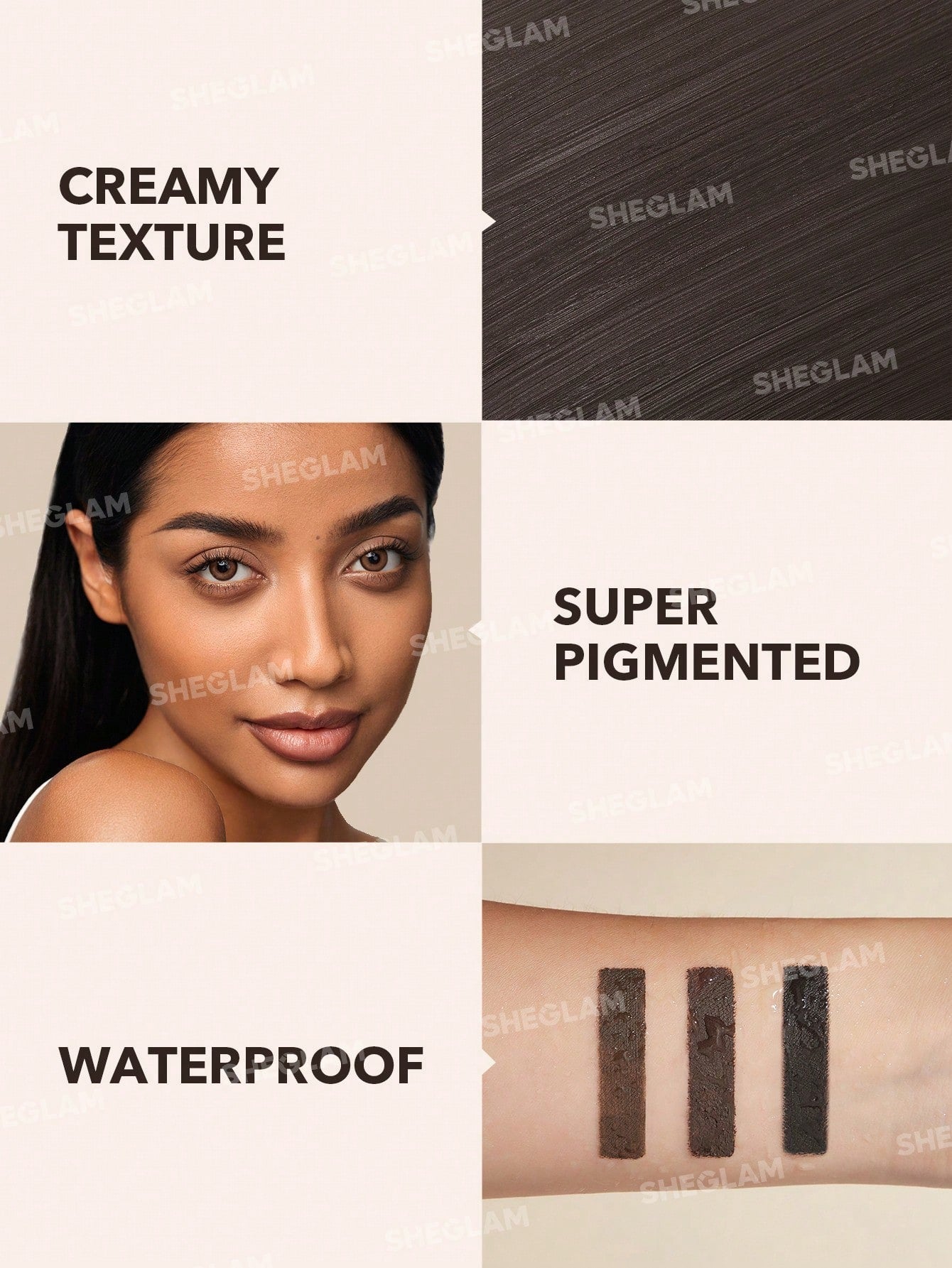 SHEGLAM Boss Brow Waterproof Pomade-Ebony Waterproof Eyebrow Cream Highly Pigmented Long Lasting Shaping Filling Eyebrow Makeup with Dual-Ended Brush Black Friday Winter Eyebrow