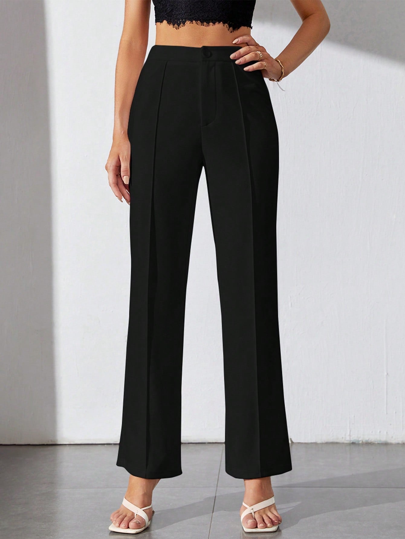 SHEIN Tall High Waist Seam Detail Pants