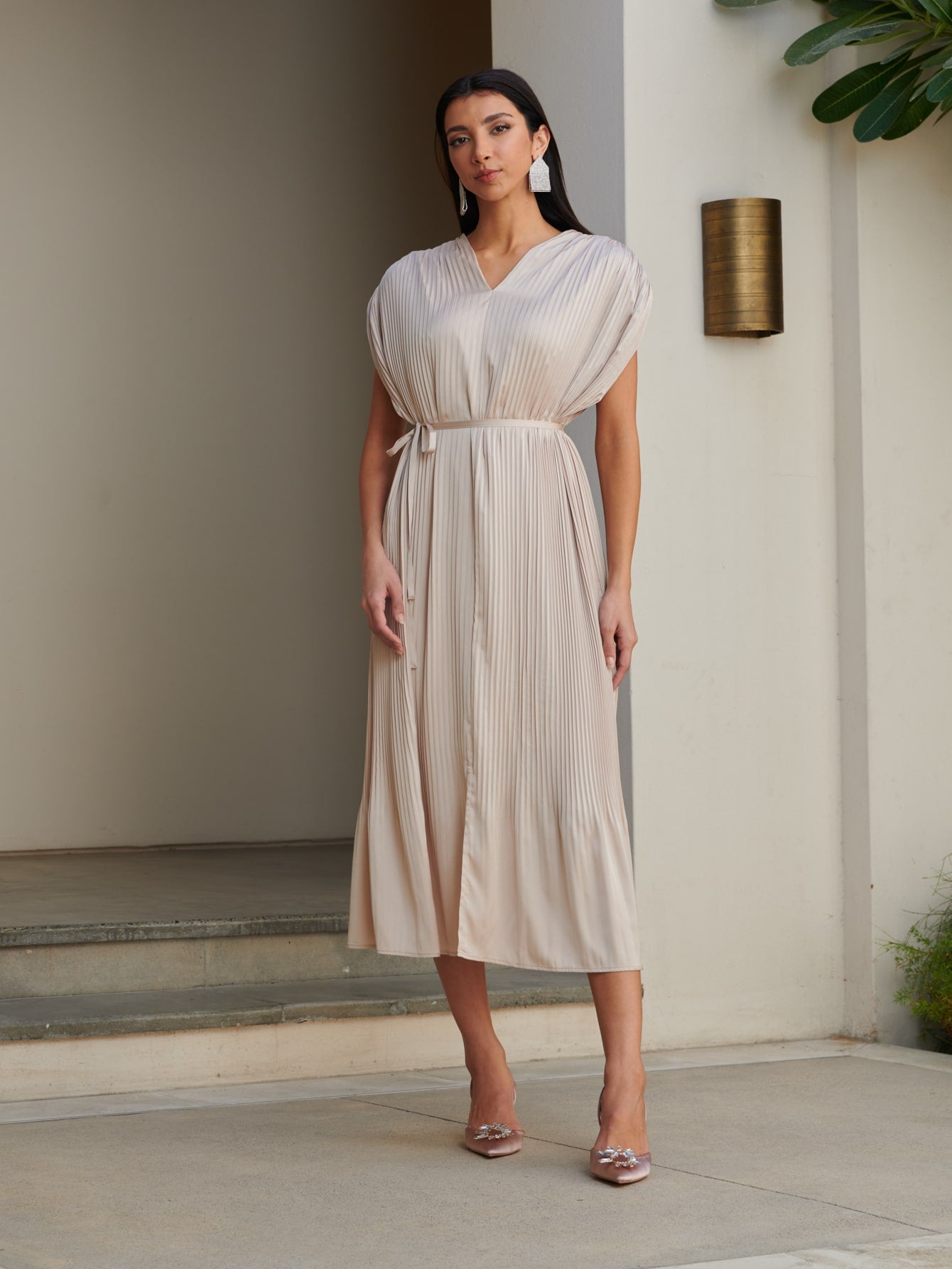 MOTF PREMIUM VISCOSE BATWING SLEEVE DRESS