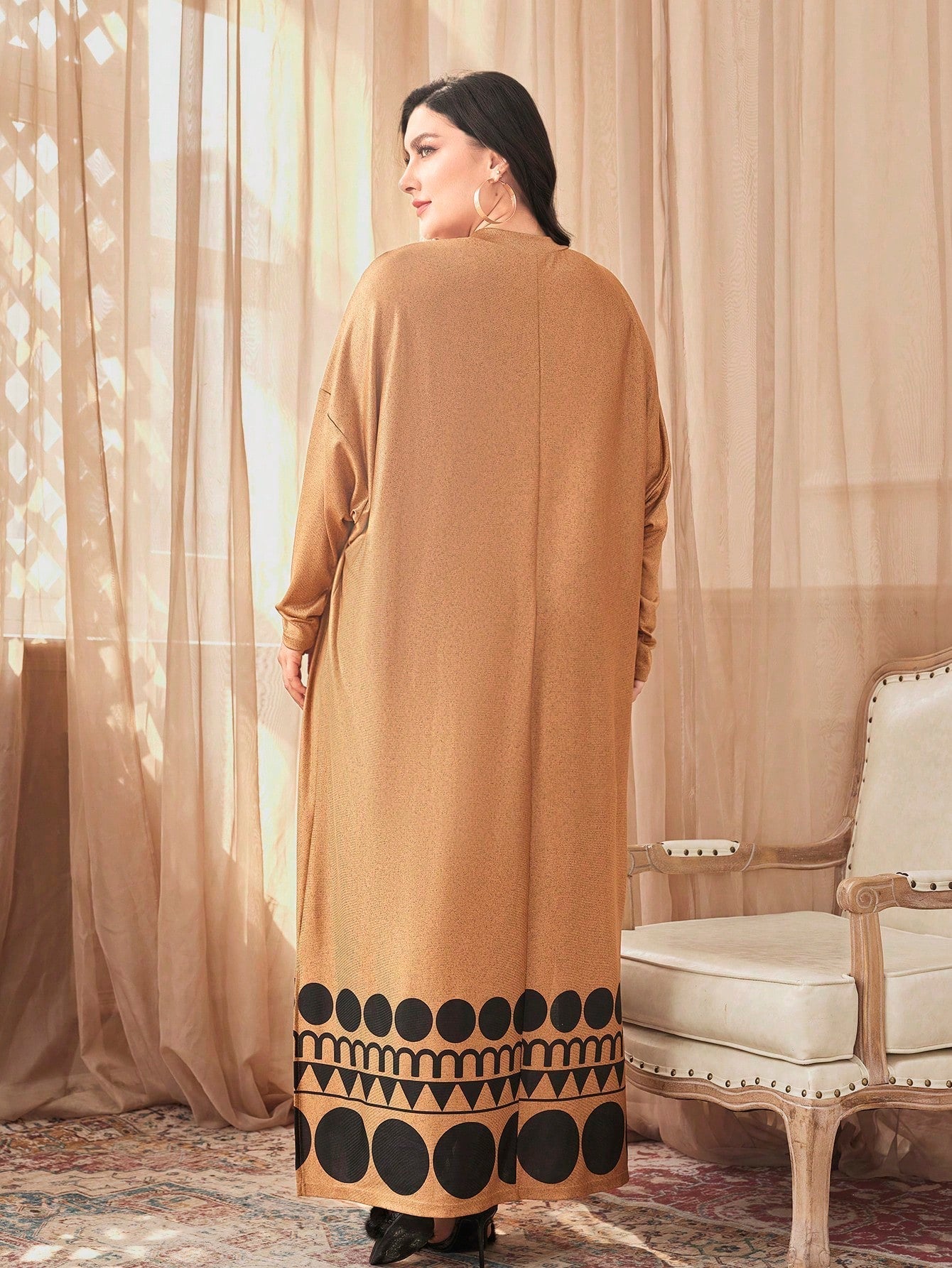 SHEIN Najma plus Geo Print Split Hem Dress