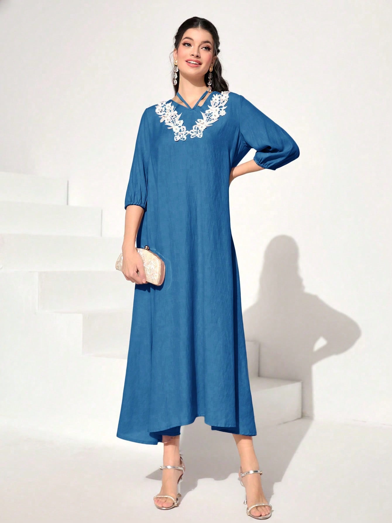 SHEIN Najma Floral Appliques Dress