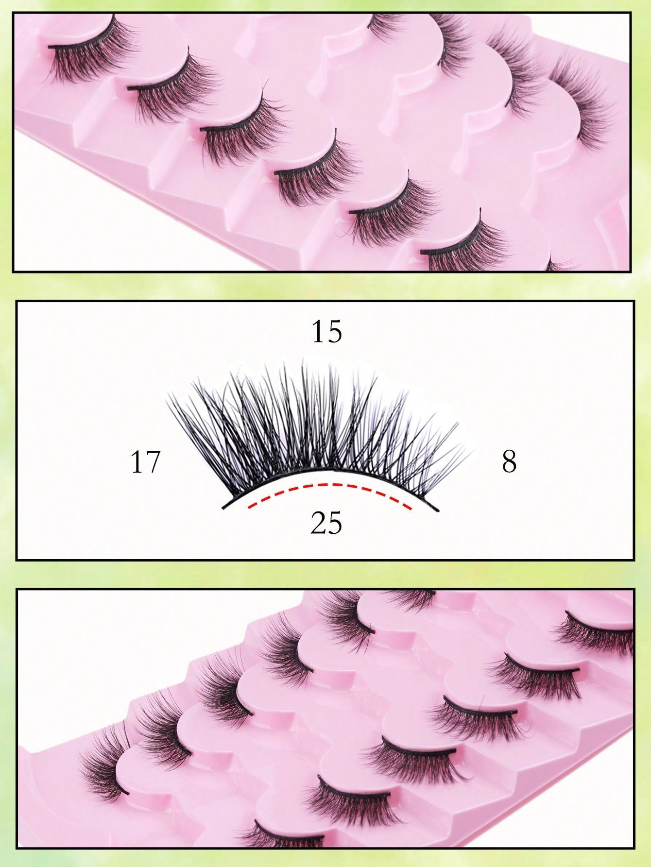 7 Pairs/Set Half Length 3D False Eyelashes, Artificial Mink, Natural Cross Laying & Messy Cat Eye Makeup