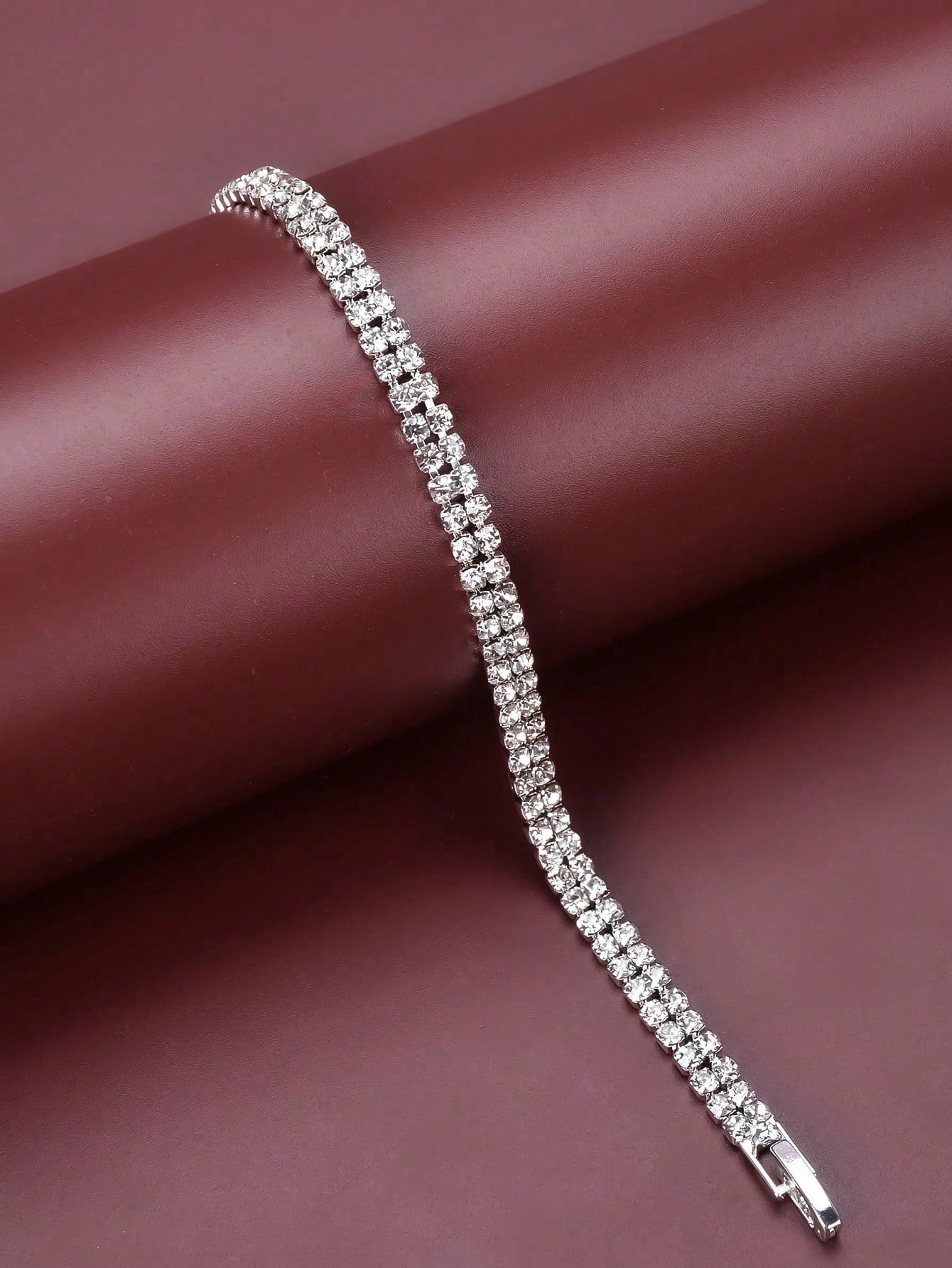 1Pc Fashionable All-Match Women'S Colorful Rhinestone Decor Bracelet, Simple Personalized Slim Chain