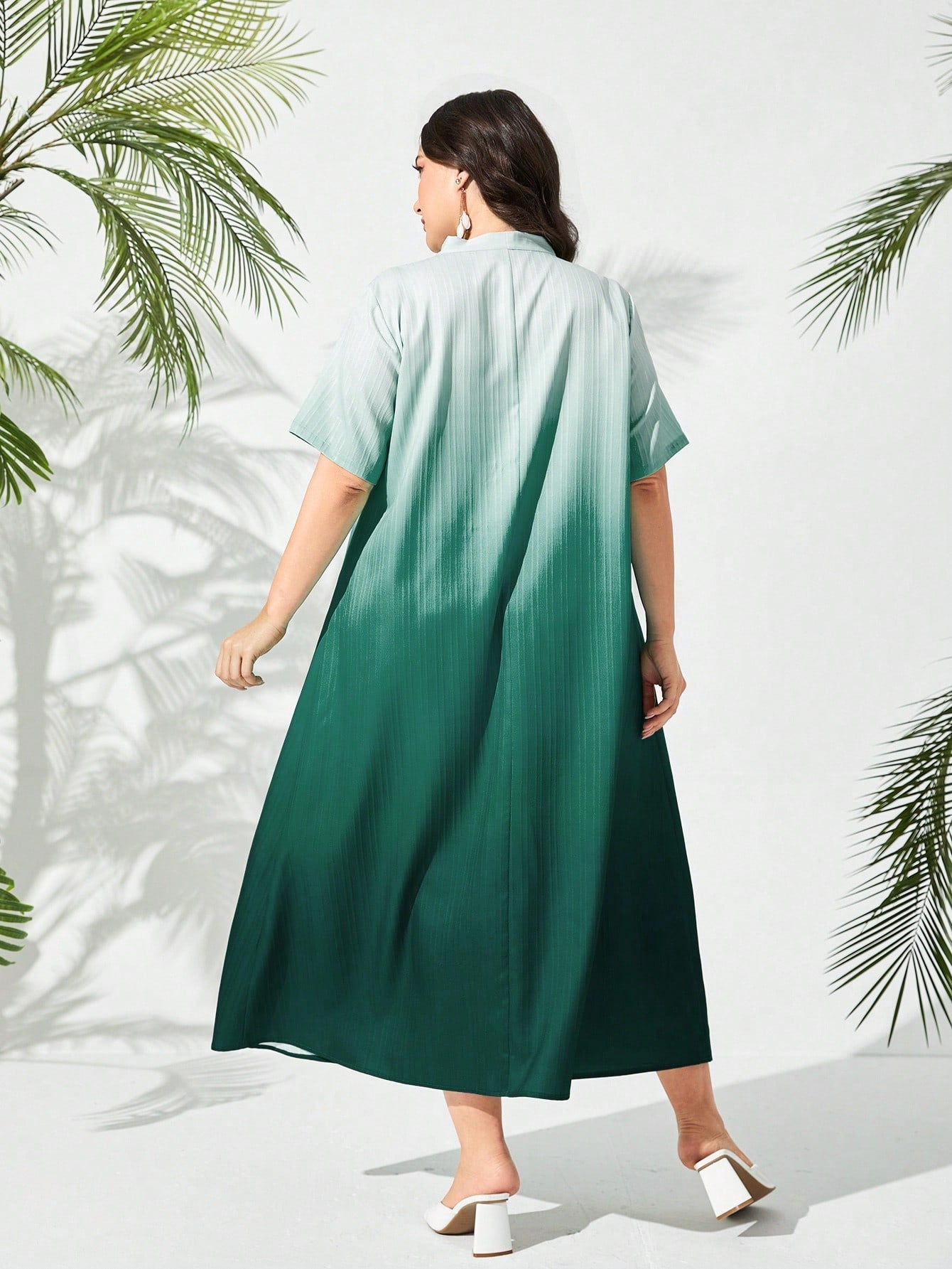 SHEIN Mulvari plus Ombre Tie Neck Dress
