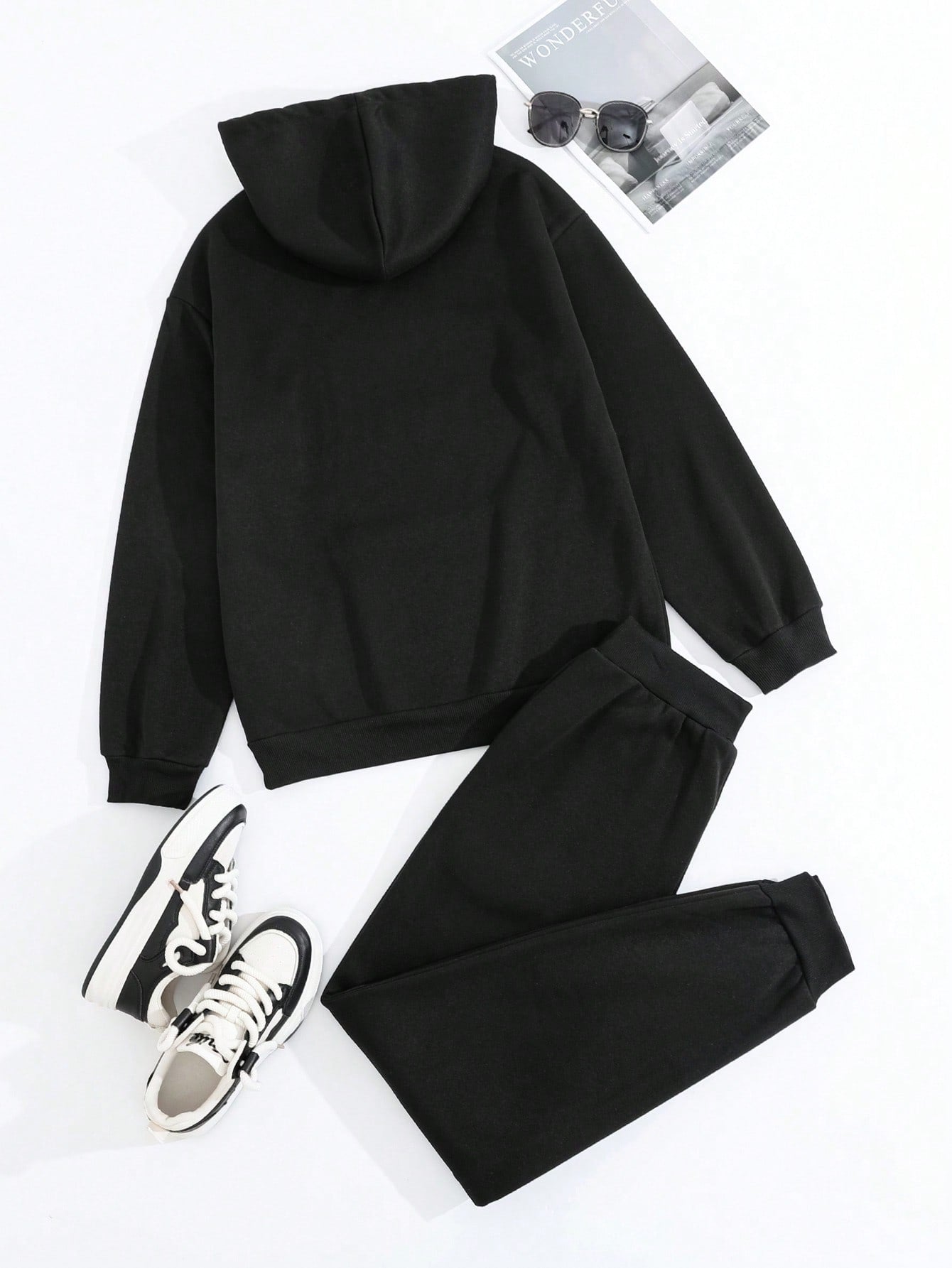 Kangaroo Pocket Drawstring Hoodie & Sweatpants