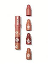 SHEGLAM Mega Lip Stacks-Nude-Bare Stack 4 in 1 Creamy-Matte Nude Lipstick Kit High Pigment Non-Drying Portable Travel Lipstick Kit Lip Makeup Black Friday Lipstick