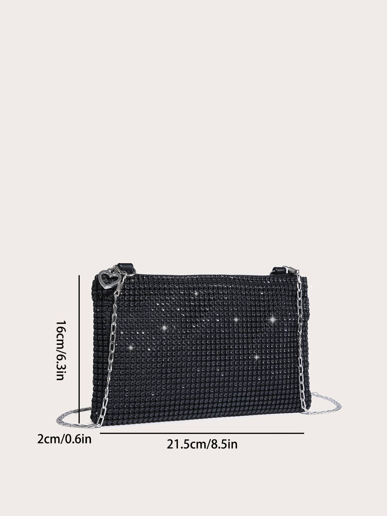 Shiny 1Pc Simple Glitter Rhinestone Look Crossbody Bag