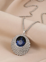 Rhinestone Decor round Pendant Long Necklace for Women'S Fashion Accessory