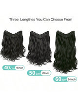 Synthetic Fiber Big Wavy V Shaped Hair Extensions for White People, Invisible Four Clip Hairpiece, 16/20/24 Inch Available in Black and Brown