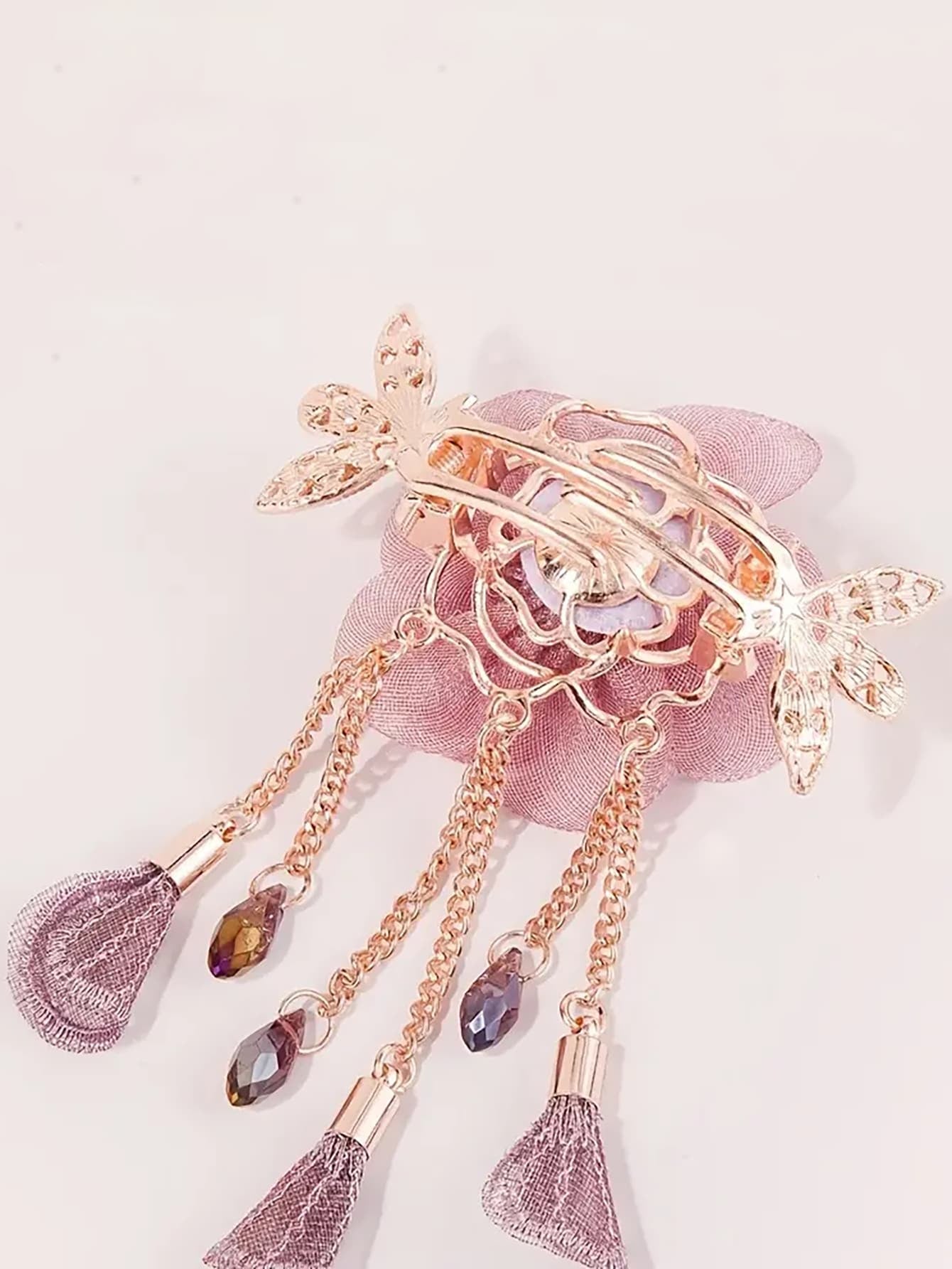 1Pc Elegant Mesh & Fabric Rose Flower Hair Clip for Women, Hair Accessory for Party and Gathering