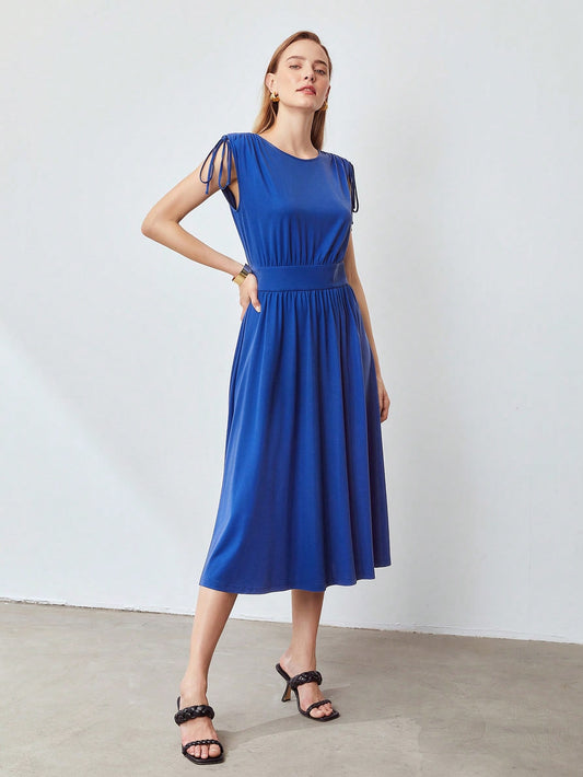 MOTF PREMIUM VISCOSE DRAWSTRING DRESS without BELT