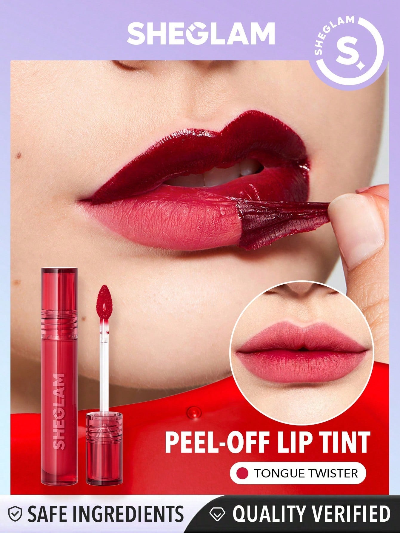 SHEGLAM Peel Talk Lip Tint-Tongue Twister Long-Lasting Waterproof Liquid Lipstick Peel off Lip Stain High Pigment Tattoo Tint Black Friday Sale Gift Lip Tint