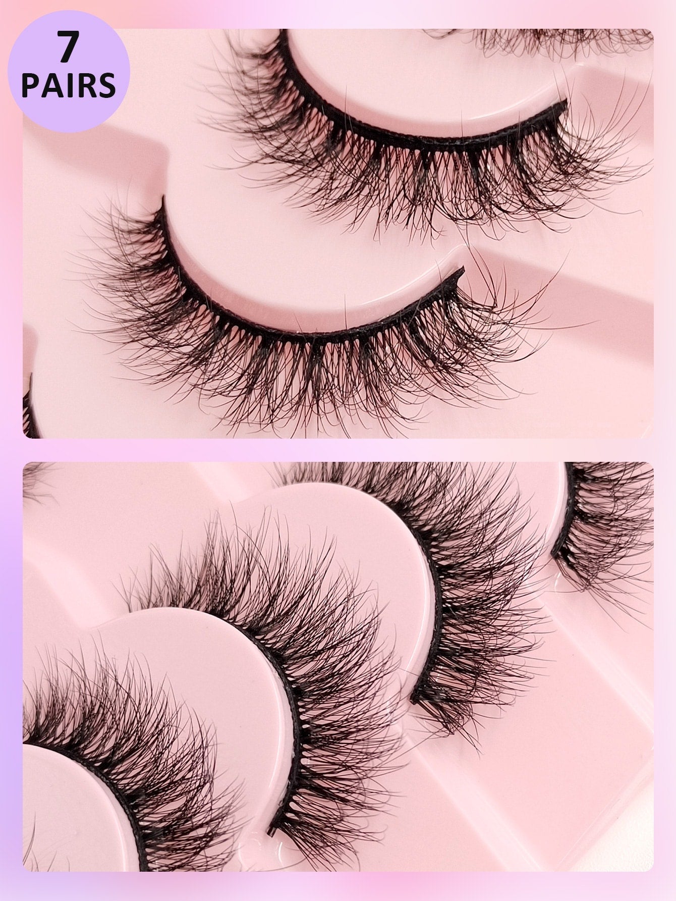 7 Pairs Full Strip Natural Soft Fluffy Eyelash Cross Wispy Dramatic Volume Faux Mink Lashes