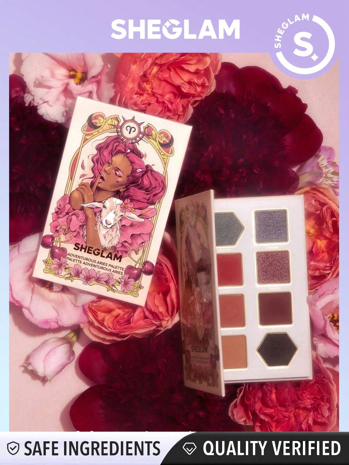 SHEGLAM Adventurous Aries Palette 8-Clolor Shimmer Matte Eyeshadow Palette Orange Red Brown High Pigment Long Wear Blendable Cream Eyeshadow Black Friday Winter Pink Brown Eyeshadow