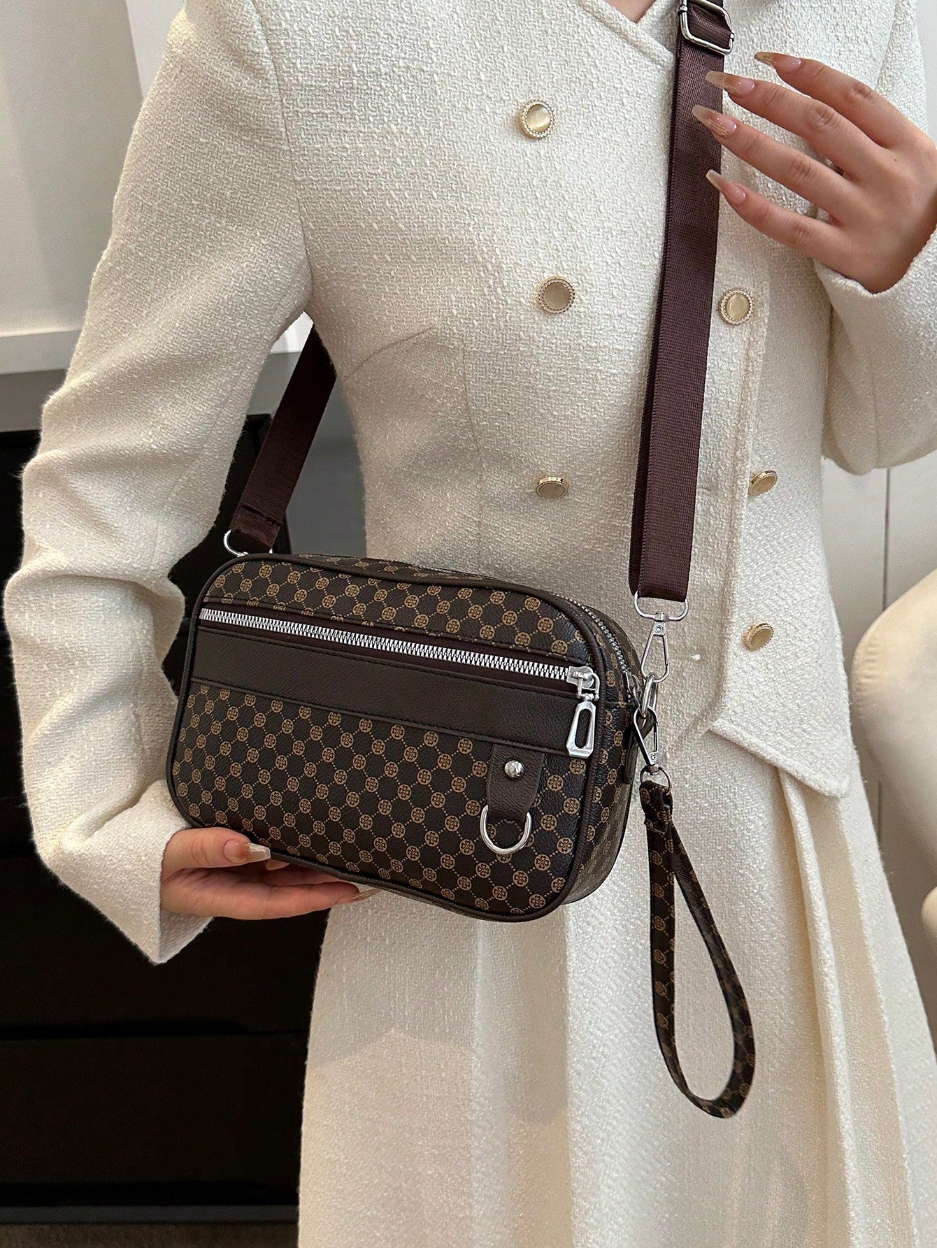 Fashionable Printed Pu Shoulder Bag, Large Capacity Tote Bag for Women