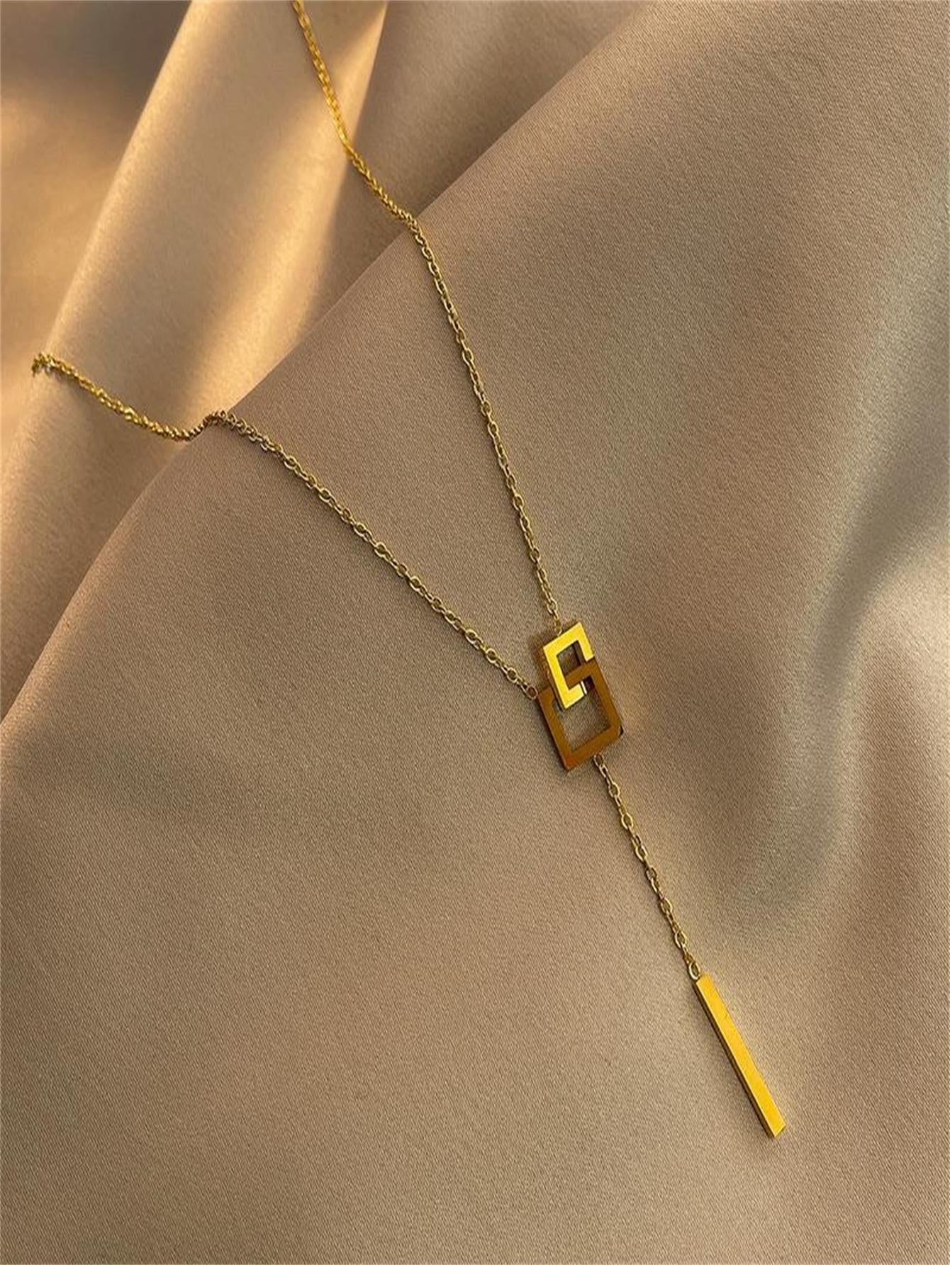 1Pc Fashion Rectangle Charm Y Lariat Necklace for Women for Daily Decoration