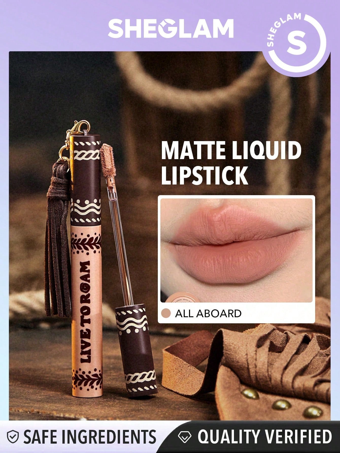 SHEGLAM Live to Roam Epic Adventure Liquid Lipstick-All aboard Matte Transfer-Proof Lipstick 4 Neutral Shades Non-Sticky Liquid Lipstick Lip Makeup Black Friday Gift Liquid Lipstick