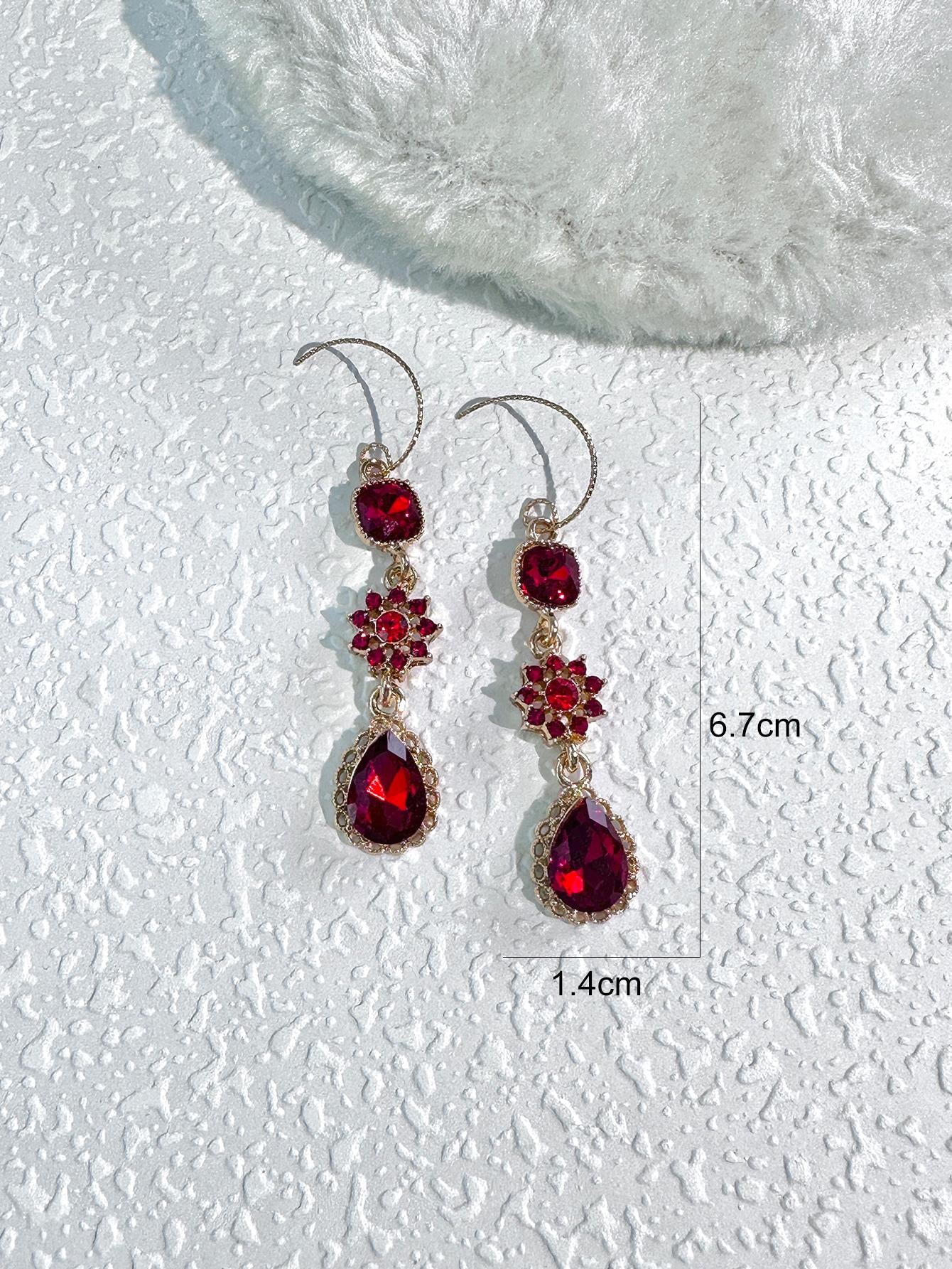 2Pcs Rhinestone Water Drop Earrings