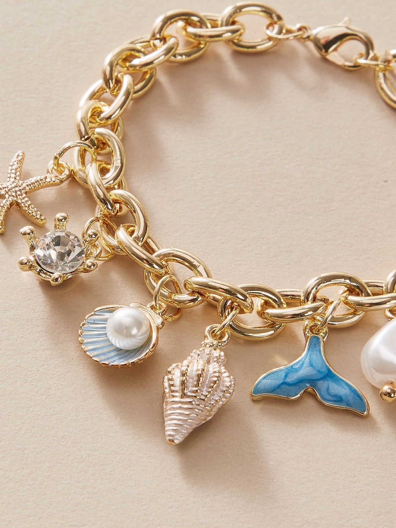 Starfish & Fish Tail Charm Bracelet