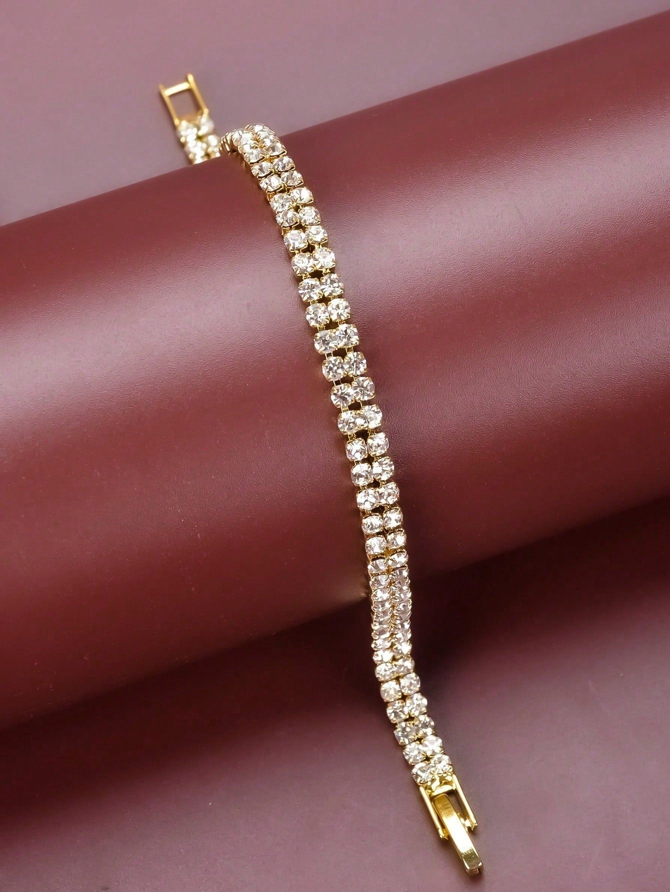 1Pc Fashionable All-Match Women'S Colorful Rhinestone Decor Bracelet, Simple Personalized Slim Chain