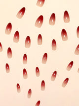 30Pcs/Set Extra Long Pointed Red Gradient False Nails with 1Pc Nail File, 1Pc Jelly Glue