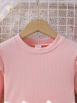 Little Girl'S Knitted Long-Sleeved Tutu Skirt Star Mesh Princess Dress