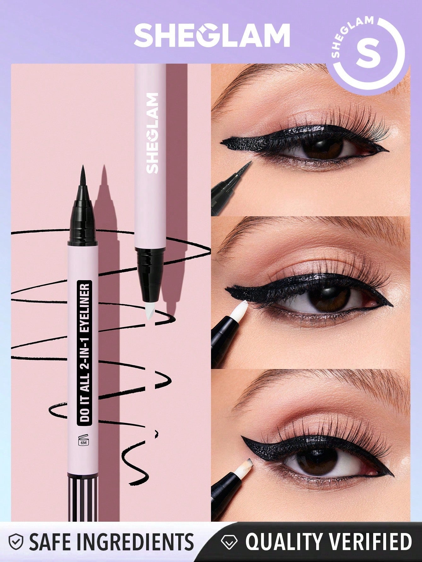 SHEGLAM Do It All 2-In-1 Eyeliner Waterproof Matte Eyeliner with a Eyeliner Remover Sweat-Proof Smudge-Proof Easy to Use Be Beginner Friendly Black Eyeliner Black Friday Gothic Eyeliner